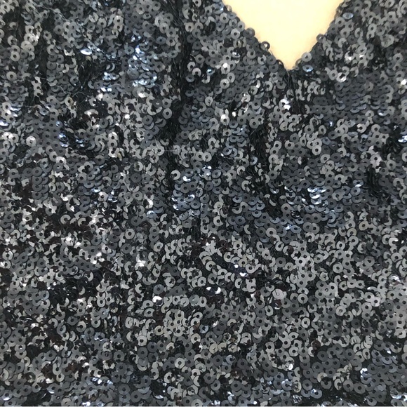 Black Sequin Crop Top SZ S - Picture 8 of 9